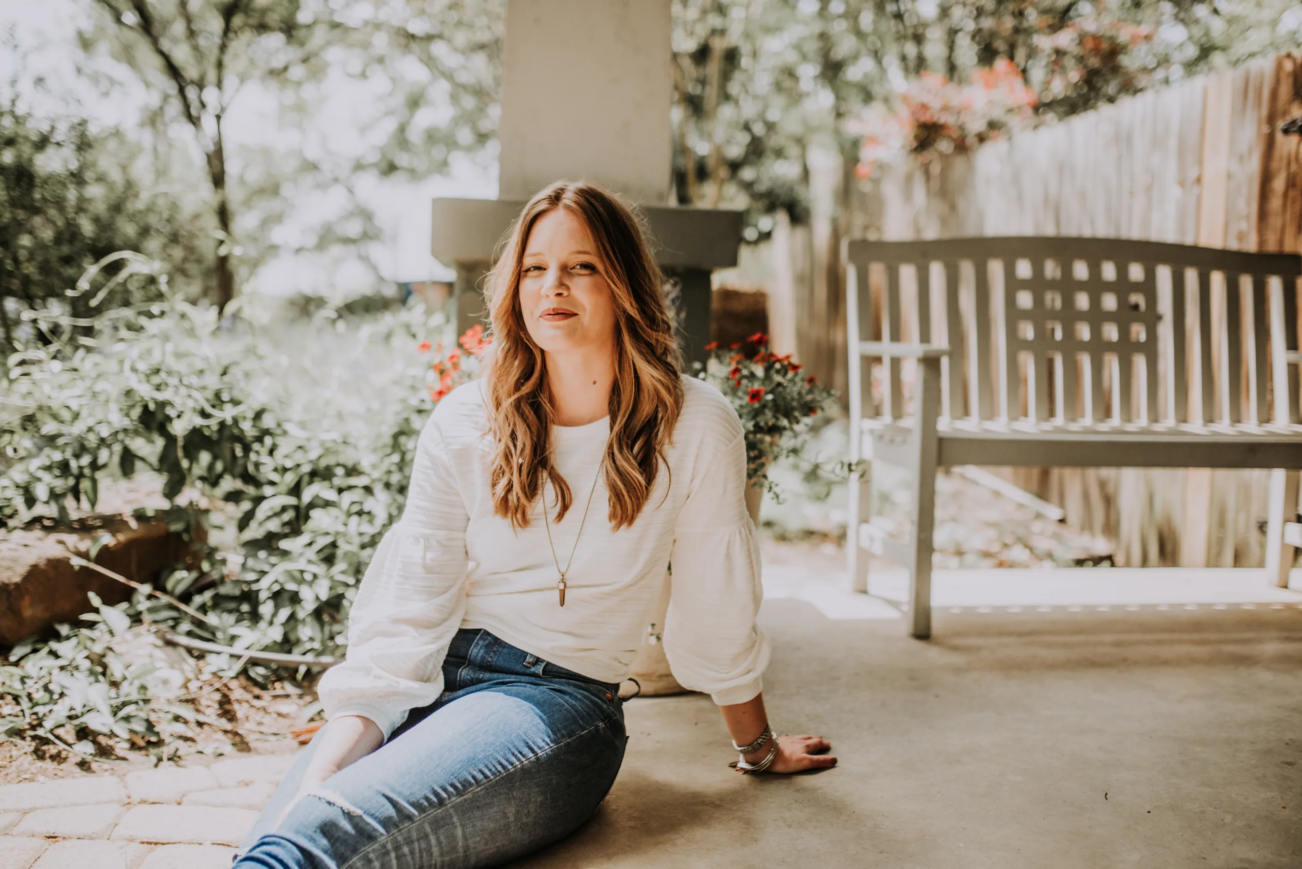 sitting on the porch